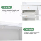 JVNOXK Meuble à chaussures moderne à abattant avec 4 tiroirs basculants, étagère à chaussures double-couche multifonctionnelle autoportante, pour entrée et couloir, blanc