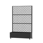 Jardinière MAYEERTY en fer forgé noir avec treillis (diamant), 72x47x16, jardinière de jardin de terrasse 3 pièces