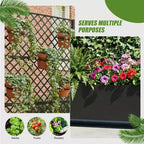 Jardinière MAYEERTY en fer forgé noir avec treillis (diamant), 72x47x16, jardinière de jardin de terrasse 3 pièces