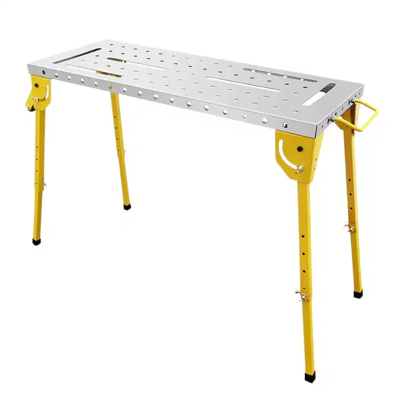 Table de soudage pliante avec roues verrouillables et inclinaison à 3 positions Plusieurs tailles et capacités (159/227/454 kg) pour atelier domestique
