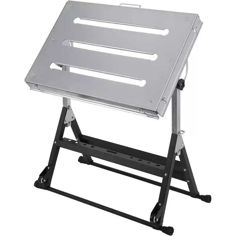 Table de soudage pliante avec roues verrouillables et inclinaison à 3 positions Plusieurs tailles et capacités (159/227/454 kg) pour atelier domestique