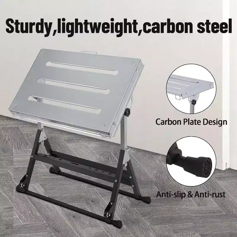 Table de soudage pliante avec roues verrouillables et inclinaison à 3 positions Plusieurs tailles et capacités (159/227/454 kg) pour atelier domestique