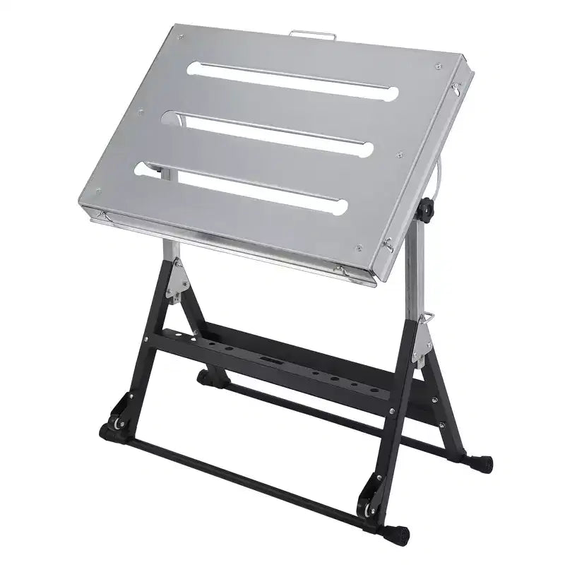 Table de soudage pliante avec roues verrouillables et inclinaison à 3 positions Plusieurs tailles et capacités (159/227/454 kg) pour atelier domestique