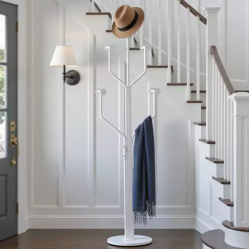 Porte-manteau autoportant Bekrvio en métal avec 10 crochets et base ronde robuste en marbre, arbre d'entrée robuste pour chapeaux et sacs, support de rangement pour entrée