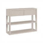 Console étroite de 88 cm avec étagères à 3 niveaux, table d'entrée cannelée avec 2 tiroirs, table de canapé en bois pour l'entrée, le foyer, le salon