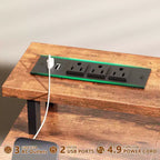 Bureau d'ordinateur brun rustique de 47 pouces avec station de chargement, bureau de jeu réversible, lumières LED, 4 tiroirs en tissu, support d'écran, table d'écriture pour bureau à domicile