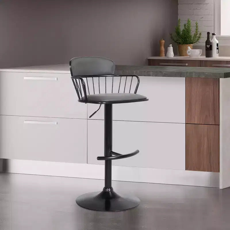Tabouret de bar pivotant réglable en métal rembourré GDFStudio Orion
