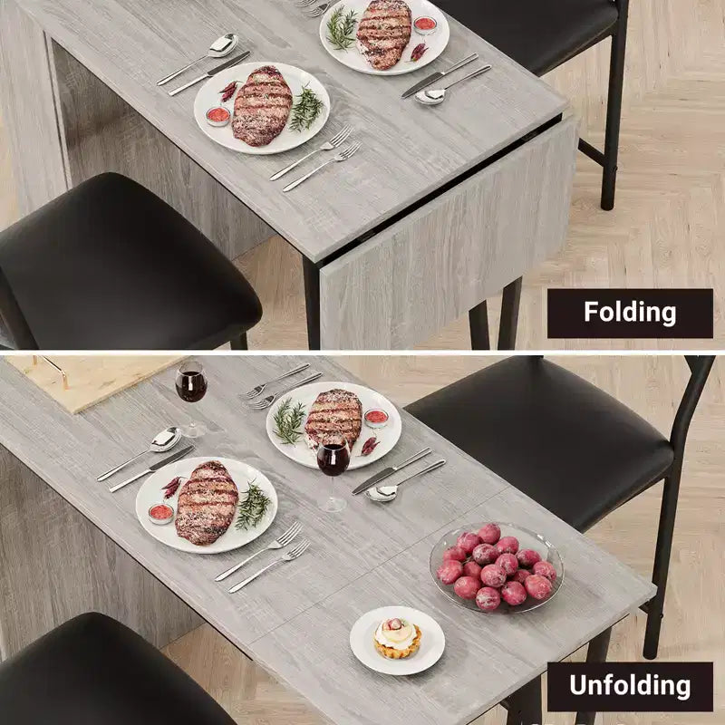 Ensemble table de salle à manger pour 2, table de bar de cuisine et chaises, table de bar de cuisine haute avec étagères de rangement à 3 niveaux et 2 tabourets, pour restaurants et bistros