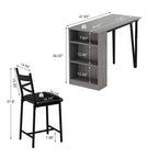 Ensemble table de salle à manger pour 2, table de bar de cuisine et chaises, table de bar de cuisine haute avec étagères de rangement à 3 niveaux et 2 tabourets, pour restaurants et bistros