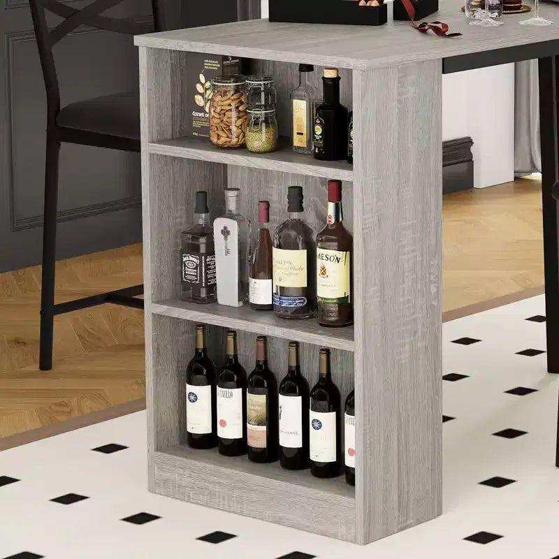 Ensemble table de salle à manger pour 2, table de bar de cuisine et chaises, table de bar de cuisine haute avec étagères de rangement à 3 niveaux et 2 tabourets, pour restaurants et bistros