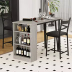 Ensemble table de salle à manger pour 2, table de bar de cuisine et chaises, table de bar de cuisine haute avec étagères de rangement à 3 niveaux et 2 tabourets, pour restaurants et bistros