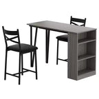 Ensemble table de salle à manger pour 2, table de bar de cuisine et chaises, table de bar de cuisine haute avec étagères de rangement à 3 niveaux et 2 tabourets, pour restaurants et bistros
