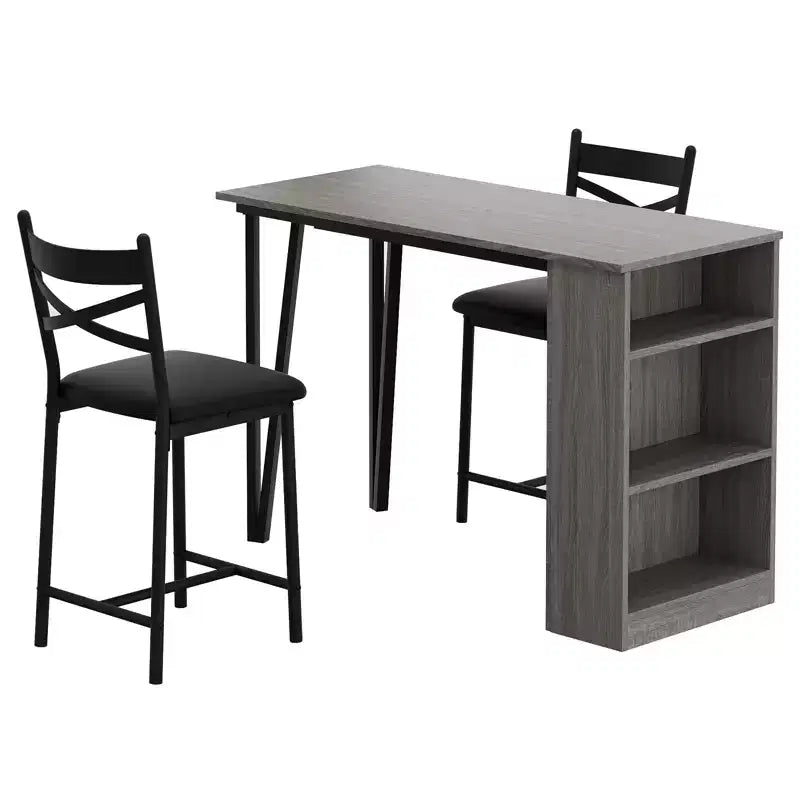 Ensemble table de salle à manger pour 2, table de bar de cuisine et chaises, table de bar de cuisine haute avec étagères de rangement à 3 niveaux et 2 tabourets, pour restaurants et bistros