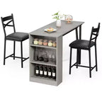 Ensemble table de salle à manger pour 2, table de bar de cuisine et chaises, table de bar de cuisine haute avec étagères de rangement à 3 niveaux et 2 tabourets, pour restaurants et bistros