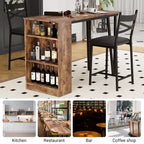 Ensemble table de salle à manger pour 2, table de bar de cuisine et chaises, table de bar de cuisine haute avec étagères de rangement à 3 niveaux et 2 tabourets, pour restaurants et bistros