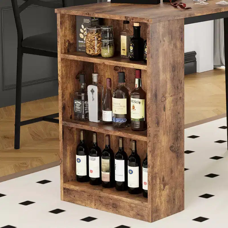 Ensemble table de salle à manger pour 2, table de bar de cuisine et chaises, table de bar de cuisine haute avec étagères de rangement à 3 niveaux et 2 tabourets, pour restaurants et bistros