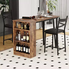 Ensemble table de salle à manger pour 2, table de bar de cuisine et chaises, table de bar de cuisine haute avec étagères de rangement à 3 niveaux et 2 tabourets, pour restaurants et bistros