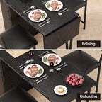 Ensemble table de salle à manger pour 2, table de bar de cuisine et chaises, table de bar de cuisine haute avec étagères de rangement à 3 niveaux et 2 tabourets, pour restaurants et bistros