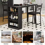 Ensemble table de salle à manger pour 2, table de bar de cuisine et chaises, table de bar de cuisine haute avec étagères de rangement à 3 niveaux et 2 tabourets, pour restaurants et bistros