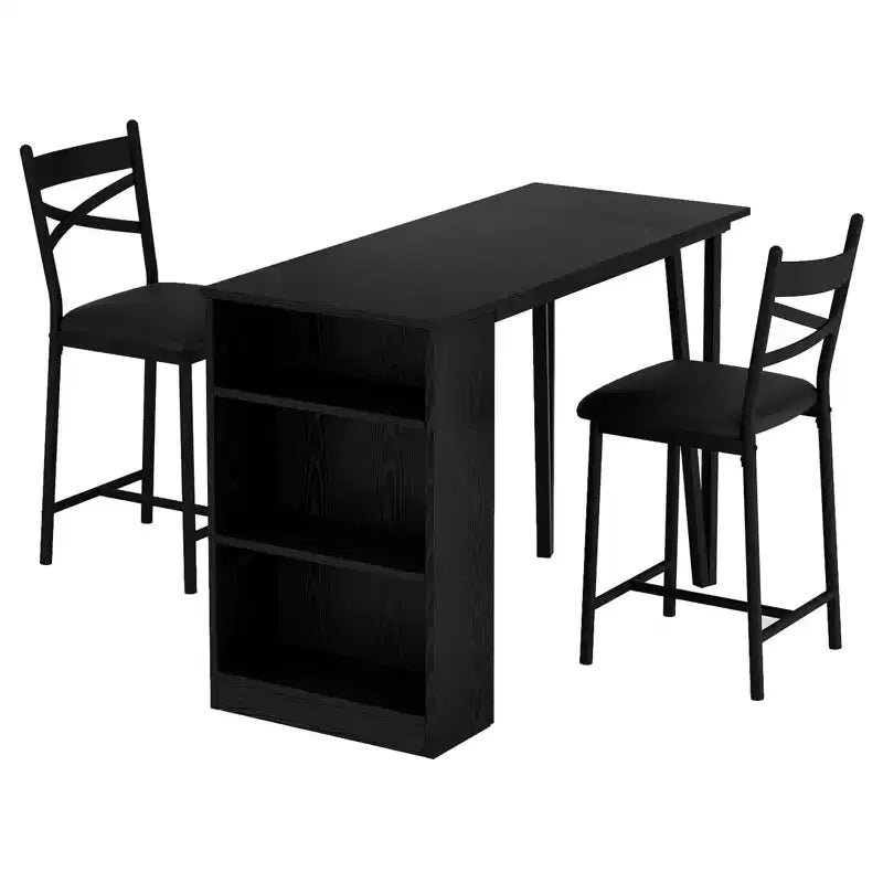 Ensemble table de salle à manger pour 2, table de bar de cuisine et chaises, table de bar de cuisine haute avec étagères de rangement à 3 niveaux et 2 tabourets, pour restaurants et bistros