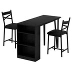 Ensemble table de salle à manger pour 2, table de bar de cuisine et chaises, table de bar de cuisine haute avec étagères de rangement à 3 niveaux et 2 tabourets, pour restaurants et bistros