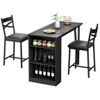 Ensemble table de salle à manger pour 2, table de bar de cuisine et chaises, table de bar de cuisine haute avec étagères de rangement à 3 niveaux et 2 tabourets, pour restaurants et bistros