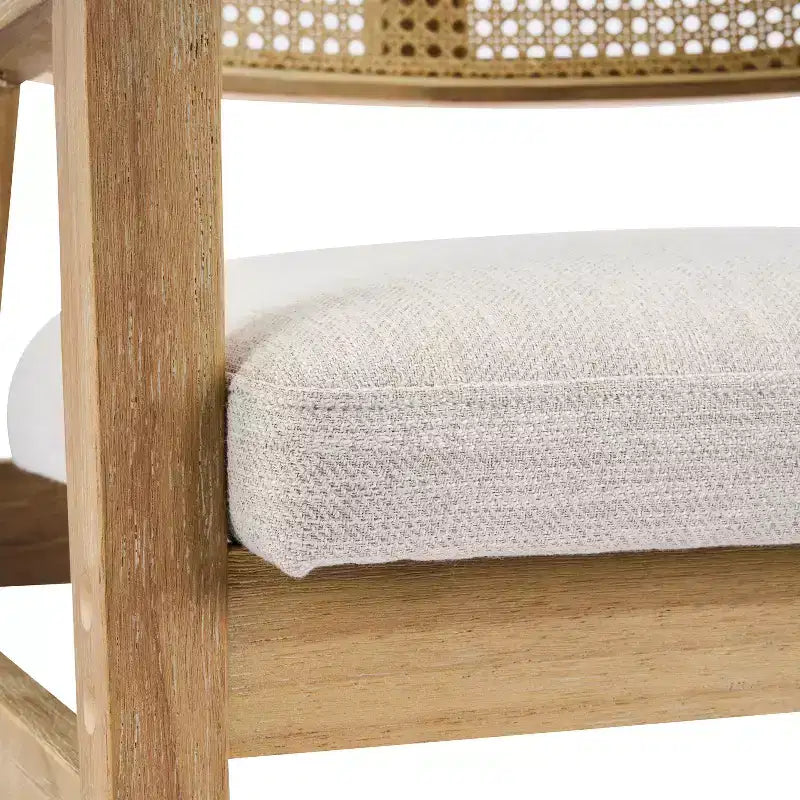 Christopher Knight Home Charlotte Chaises de salle à manger capitonnées modernes du milieu du siècle avec dossier en rotin naturel (Lot de 2)