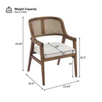Christopher Knight Home Charlotte Chaises de salle à manger capitonnées modernes du milieu du siècle avec dossier en rotin naturel (Lot de 2)