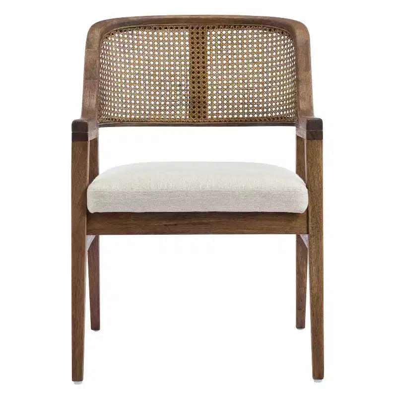 Christopher Knight Home Charlotte Chaises de salle à manger capitonnées modernes du milieu du siècle avec dossier en rotin naturel (Lot de 2)