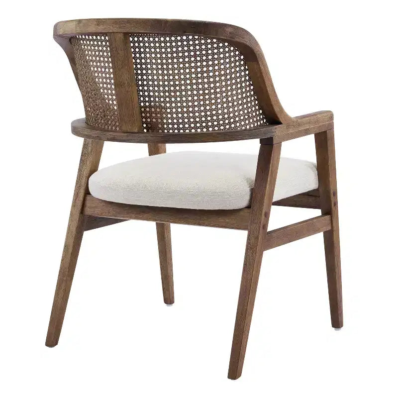 Christopher Knight Home Charlotte Chaises de salle à manger capitonnées modernes du milieu du siècle avec dossier en rotin naturel (Lot de 2)