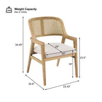 Christopher Knight Home Charlotte Chaises de salle à manger capitonnées modernes du milieu du siècle avec dossier en rotin naturel (Lot de 2)