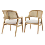 Christopher Knight Home Charlotte Chaises de salle à manger capitonnées modernes du milieu du siècle avec dossier en rotin naturel (Lot de 2)