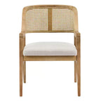 Christopher Knight Home Charlotte Chaises de salle à manger capitonnées modernes du milieu du siècle avec dossier en rotin naturel (Lot de 2)