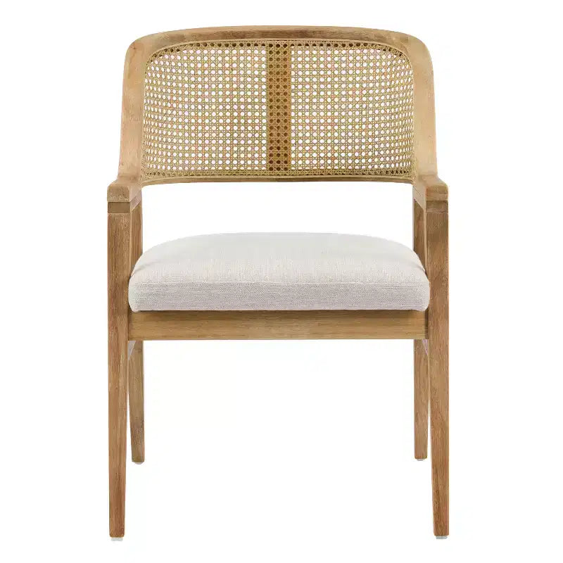 Christopher Knight Home Charlotte Chaises de salle à manger capitonnées modernes du milieu du siècle avec dossier en rotin naturel (Lot de 2)