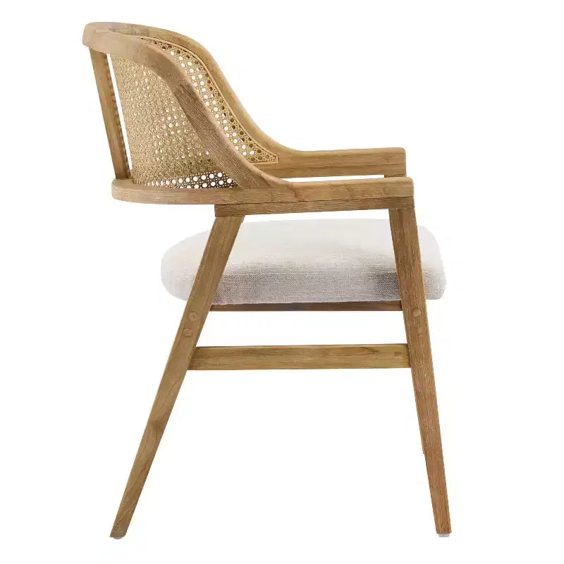 Christopher Knight Home Charlotte Chaises de salle à manger capitonnées modernes du milieu du siècle avec dossier en rotin naturel (Lot de 2)
