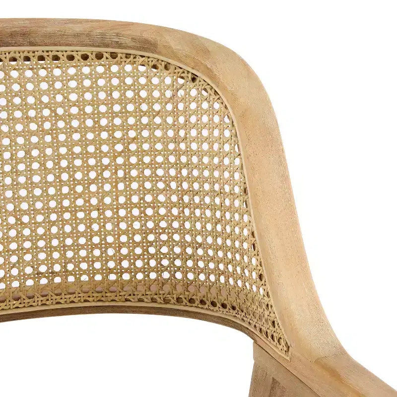 Christopher Knight Home Charlotte Chaises de salle à manger capitonnées modernes du milieu du siècle avec dossier en rotin naturel (Lot de 2)