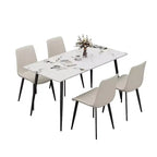 Lot de 2 chaises de salle à manger modernes en similicuir avec assise rembourrée et pieds en métal