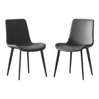 2pk Modern Faux Leather Dining Chairs with Cushioned Seats & Metal Legs