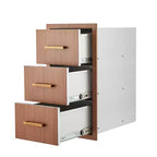 Outdoor Kitchen Drawers 16 W x 28.5 H x 20.5 D, Flush Mount Triple Access BBQ Drawers with Stainless Steel Handle for Outdoor Kitchens, BBQ Island