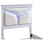 Lit capitonné simple avec tête de lit lumineuse à LED Lorana en bois blanc étincelant de Passion Furniture