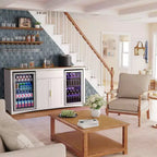 GDLF Long Coffee Bar Cabinet with Fridge Space, 70.1 Armoire à vin et spiritueux moderne