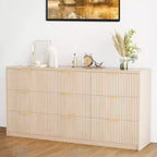 Commode cannelée à tiroirs, Organisateur de rangement en bois avec tiroirs, Grande capacité et anti-basculement, Commode de chambre et table de chevet rétro pour couloir, entrée