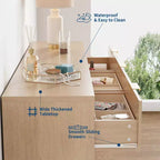 Commode cannelée à tiroirs, Organisateur de rangement en bois avec tiroirs, Grande capacité et anti-basculement, Commode de chambre et table de chevet rétro pour couloir, entrée