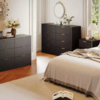 Commode cannelée à tiroirs, Organisateur de rangement en bois avec tiroirs, Grande capacité et anti-basculement, Commode de chambre et table de chevet rétro pour couloir, entrée