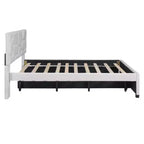 Lit plateforme moderne Luxystar en lin capitonné avec tête de lit motif brique et lit gigogne