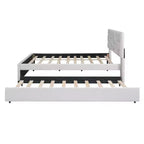 Lit plateforme moderne Luxystar en lin capitonné avec tête de lit motif brique et lit gigogne