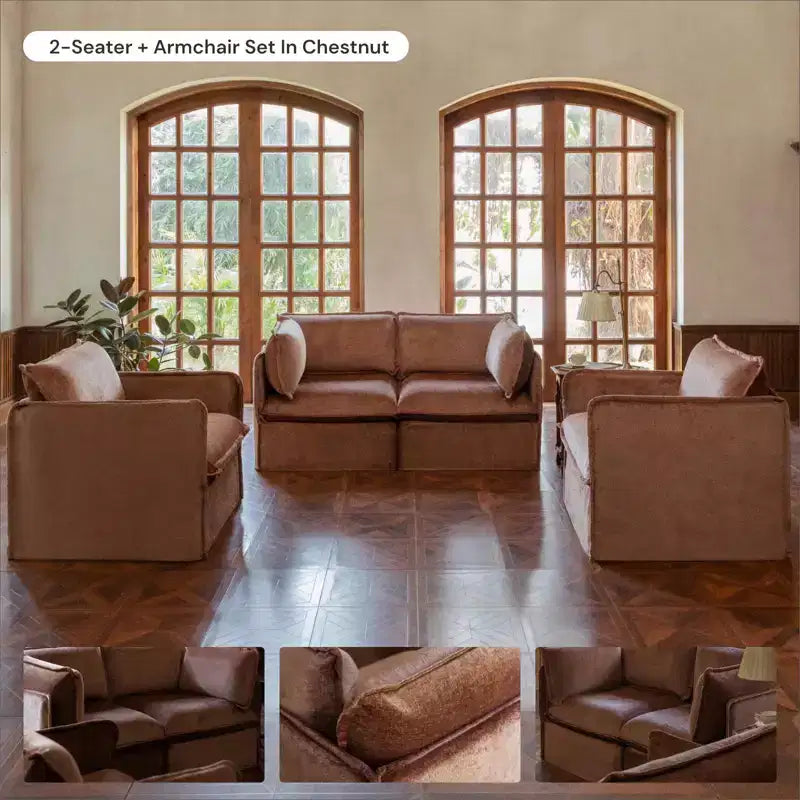 Canapé d'angle modulable lavable 4 places Anabei | Assise Memorix+ et coussin Contour