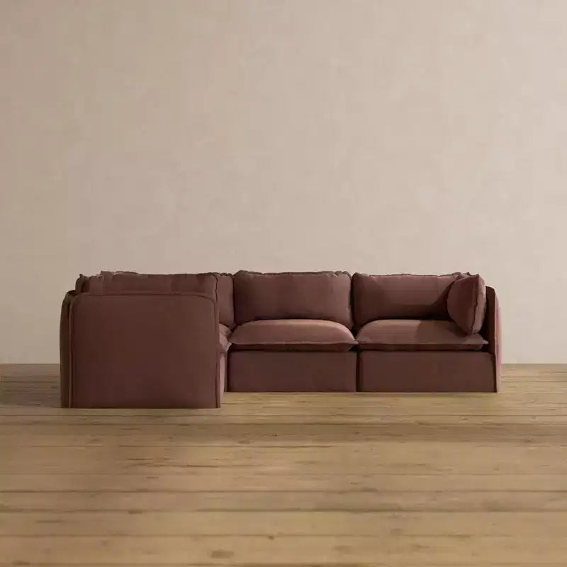 Canapé d'angle modulable lavable 4 places Anabei | Assise Memorix+ et coussin Contour