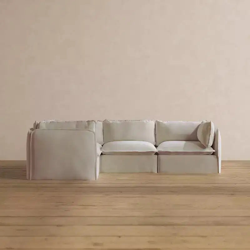 Canapé d'angle modulable lavable 4 places Anabei | Assise Memorix+ et coussin Contour