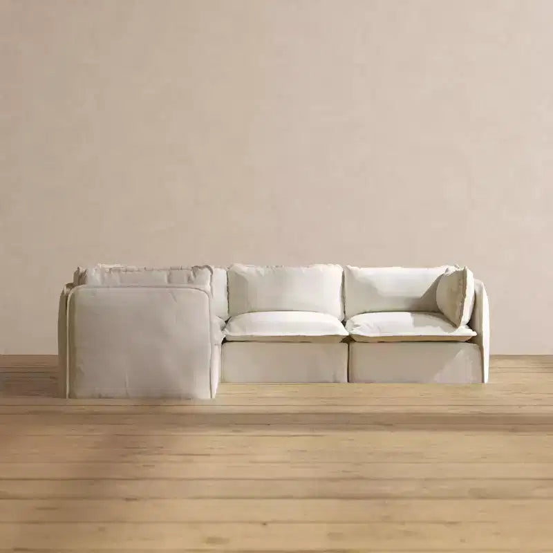 Canapé d'angle modulable lavable 4 places Anabei | Assise Memorix+ et coussin Contour